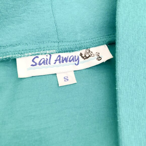 Vintage 80s Sail Away Royal Cruise Line Silk Blazer Turquoise Nautical Size S - Picture 11 of 11
